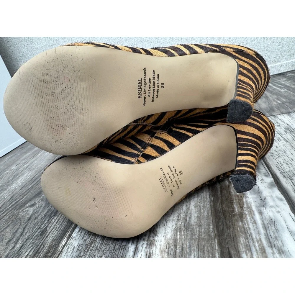 Wittner Zebra Print Calf Hair Ankle Boots Stiletto Platform 39/8.5‎ Animal Print